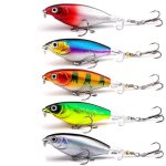 Hueihwoh� leurres flottants topwater leurre de p�che surface app�t plopper avec queue pivotante flottante ...