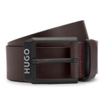 Hugo ceinture brun fonc en cuir pour homme - gelio - b sz40 leather belt darkbrown 300947