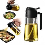 Huile de cuisine en spray 470ml - air fryer 2 en 1 pour la cuisson les salades les vinaigres et les accessoire ...