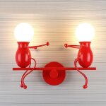 Humano�de cr�atif 2 t�tes rouge fer applique murale moderne simple lampe de mur art d�co chambre max ...
