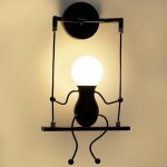 Applique murale - humano�de cr�atif noir - m�tal noir - e27 max 60w - 22�42 cm