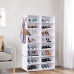 Huole armoire  chaussures meuble  chaussures  deux colonnes 8 niveaux avec crochets 83 * 32 * 125. ...