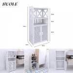 Huole meuble de salle de bain creux � double porte 3 niveaux avec �tag�res 40 * 25 * 90cm blanc.