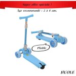 Huole trottinette enfant 3 roues pliable patinette pour enfant de 2 - 8 ans bleu ciel.