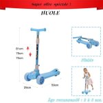 Huole trottinette enfant 3 roues pliable patinette pour enfant de 2 - 8 ans bleu ciel capacit� de charge ...