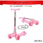 Huole trottinette enfant 3 roues pliable patinette pour enfant de 2 - 8 ans rose.