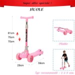 Huole trottinette enfant 3 roues pliable patinette pour enfant de 2 - 8 ans rose capacit� de charge 200 ...