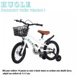 Huole v�lo pour enfants de 14 pouces � double barre avec roues auxiliaires et panier pour les 3 � 5 ans ...