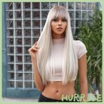 Hurrise longue perruque  cheveux raide perruque  cheveux droits longs naturels pour les femmes avec ...