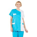 Hurry jump tunique mdicale blouse de travail femme col rond manches courtes 3 poches serg bi color ...