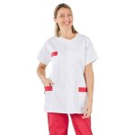 Hurry jump tunique mdicale blouse de travail femme col rond manches courtes 3 poches serg blanc finition ...