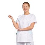 Hurry jump tunique mdicale blouse de travail femme col rond manches courtes 3 poches serg blanc / vert ...