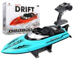 Hxjrc hj811 2. 4g 4ch bateau  tlcommande haute vitesse led lightbox tanche 20km / h voiture de course ...