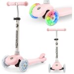 Trottinette 3 roues led - hypermotion - tringo - rose - hauteur r�glable 55 - 70 cm - max 50 kg