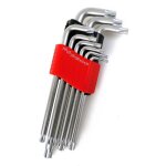 Jeu de cls toiles coudes - professionnel - chrome vanadium - t10  t50 - 9 pices