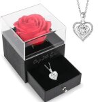 Cadeau - rose eternelle - bijoux femme - pendentif inclus - carte de v?ux - rose synth�tique
