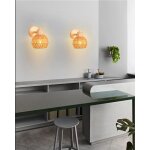 Idegu lot de 2 rtro applique murale industriel lampe plafonnier en bois rotin brun luminaire rglable ...