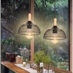 Lustre suspension - idegu - vintage - bois et métal - e27 - 60w - noir Lustre suspension - idegu - vintage - bois et métal - e27 - 60w - noir