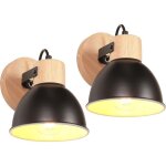 Idegu 2pcs applique murale industriel spot led 15cm retro lampe murale int�trieur en bois fer e27 luminaire ...