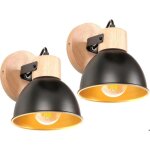 Idegu 2pcs applique murale industriel spot led15cm lampe murale int�trieur en bois fer design vintage ...