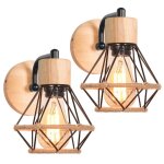 Idegu 2pcs lampe murale vintage applique murale industriel en bois métal abat - jour design cage luminaire ... Idegu 2pcs lampe murale vintage applique murale industriel en bois métal abat - jour design cage luminaire ...