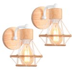 Idegu 2pcs lampe murale vintagee27 applique murale industriel en bois métal abat - jour design cage luminaire ... Idegu 2pcs lampe murale vintagee27 applique murale industriel en bois métal abat - jour design cage luminaire ...