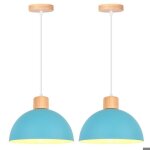 Idegu 2pcs lampe suspension moderne lustre plafonnier r�tro en bois m�tal luminaire industiel design ...