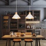 Idegu 2pcs lampe suspension moderne lustre vintage abat - jour en cramique design chapeau plafonnier ...