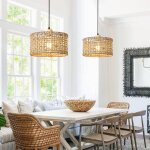 Idegu 2pcs lustre industrieltiss� suspenison luminaire vintage en rotin et bois e27 lampe plafonnier ...