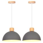 Idegu 2pcs moderne lustre suspension 25cm lampe de plafond industriel abat - jour en demi - cercle e27 ...