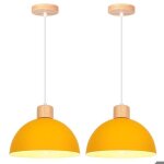 Idegu 2pcs moderne suspension luminaire lustre industriel en bois mtal designe en demi - cercle lampe ...