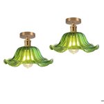 Idegu 2pcs plafonnier en verre vertlustre industriel lampe de plafond style nordique e27 luminaire plafond ...
