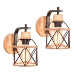 Idegu 2x lampe murale vintage 13cm applique murale industriel abat - jour cage carr e27 luminaire murale ...