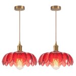 Idegu 2x lampe suspension vintagelustre luminaire abat - jour en verre design fleurs suspension plafonnier ...