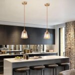 Idegu 2x lustre moderne en verrelampe suspension industriel abat - jour design ray� e27 finition en laiton ...