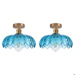 Idegu 2x plafonnier moderne en verrelampe de plafond vintage abat - jour design fleurs lustre style nordique ...