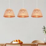 Idegu lot de 3 lampe suspension luminaire vintage lustre abat - jour en bambou design cage plafonnier ...