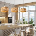 Idegu lot de 3 lustre industriel tiss30cm suspension luminaire vintage en fenugrec lampe plafond ajustable ...