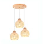 Idegu 3lampes lampes suspensions vintage e27 lustre industriel en rotin blanc luminaire plafonnier r�tro ...