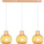 Idegu 3lampes lustre industriel en bambou et bois lampe 13cm mini abat - jour � boule rotin vintage e27 ...