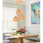 Idegu 3lampes lustres suspensions vintage en cage lampe de plafond abat - jour en rotin e27 luminaire ...