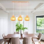 Idegu 3lampes suspension industriel en bambou et bois vintage lampe 13cm mini abat - jour � boule rotin ...