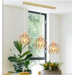 Lampe suspension - idegu - vintage - mtal et bois - 3 ampoules - e27 - 60w