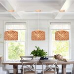 Idegu 3pcs lampe suspension r�trolustre indutsriel abat - jour en fenugrec designe cylindrique plafonnier ...