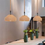 Idegu 3pcs rétro lustre suspension industriel 25cm lampe plafonnier vintage abat - jour en corde de chanvre ... Idegu 3pcs rétro lustre suspension industriel 25cm lampe plafonnier vintage abat - jour en corde de chanvre ...