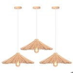 Idegu 3pcs suspension luminaire industriellustre abat - jour en barres de bambou design chapeau style ... Idegu 3pcs suspension luminaire industriellustre abat - jour en barres de bambou design chapeau style ...