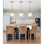 Idegu 3pcs suspension luminaire en verrelampe suspendue industriel vintage e27 finition en laiton lustre ...