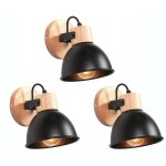 Idegu 3x applique murale interieure spot led 15cm r�tro lampe murale insustrielle en bois fer design ...
