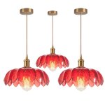Idegu 3x lampe suspension vintagelustre luminaire abat - jour en verre design fleurs suspension plafonnier ...