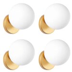 Idegu 4pcs applique murale interieur moderne15cm lampe murale industriel abat - jour en verre blanc laiteux ...